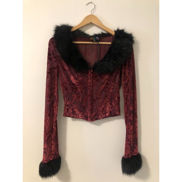 NWT Dolls Kill Delia's Lovestruck in Lisbon Corset Top - Red Burgundy Size M - Picture 7 of 16